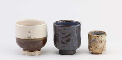 Lot 126 - DAVID KNIGHTS; two stoneware yunomi and a...