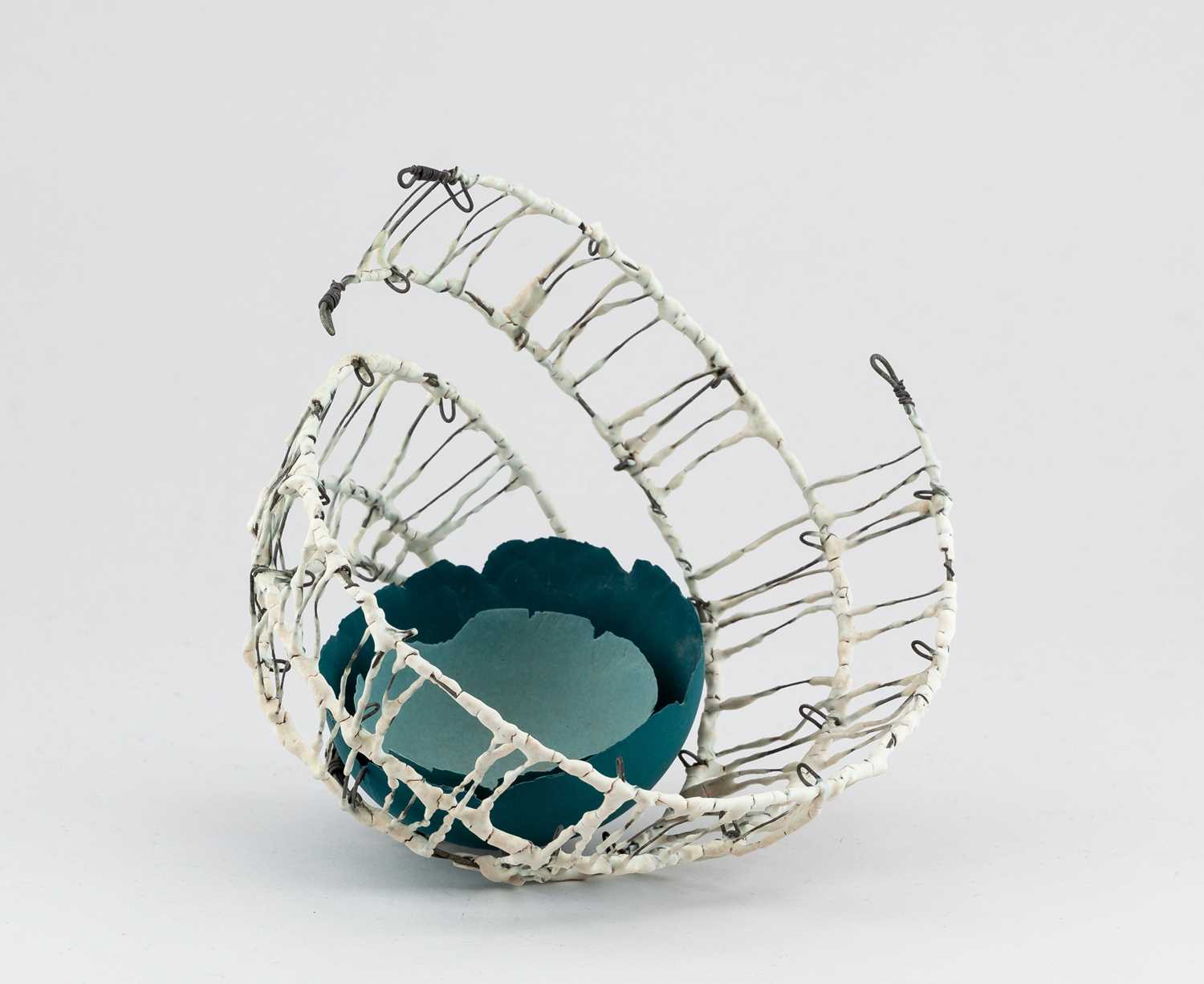 Lot 368 - LESLEY RISBY; a basket form made of nichrome