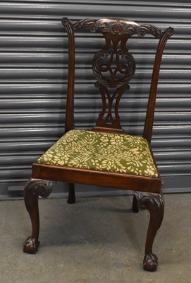 Lot 81 - A 19th century carved mahogany dining chair on...