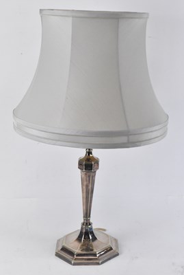 Lot 684 - A silver plated table lamp, presented to Lieut...