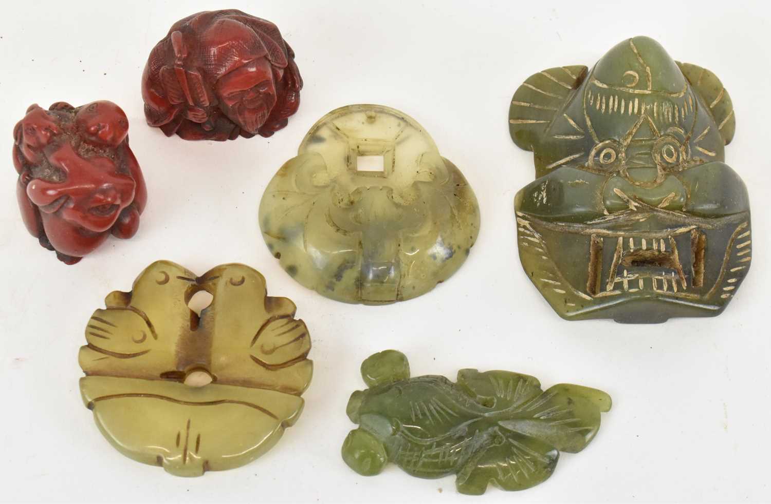 Lot 636 - A group of six Chinese carved hardstones...