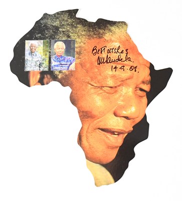 Lot 514 - NELSON MANDELA; a postcard in the shape of the...