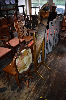 Lot 1224 - A Victorian rosewood pole screen with tapestry...