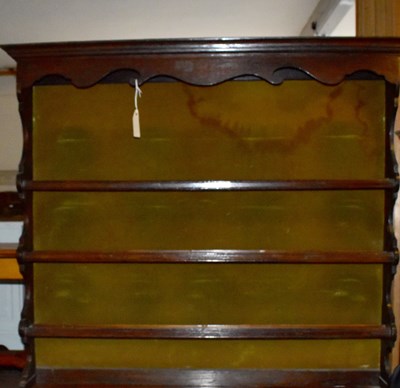 Lot 1245 - A 19th century Welsh oak plate rack back, with...