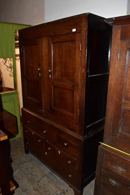 Lot 1263 - An 18th century Welsh oak press cupboard...