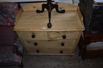 Lot 1276 - An old pine washstand with raised back above...