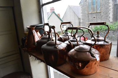 Lot 1292 - A collection of 19th century copper kettles...