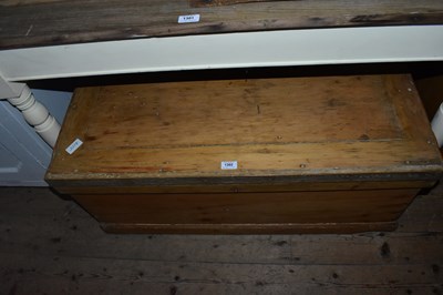 Lot 1302 - An old pine rectangular blanket chest on...