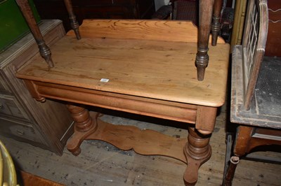 Lot 1312 - An old pine washstand with raised back above...