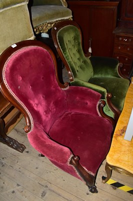 Lot 1317 - Two Victorian spoon back nursing chairs on...