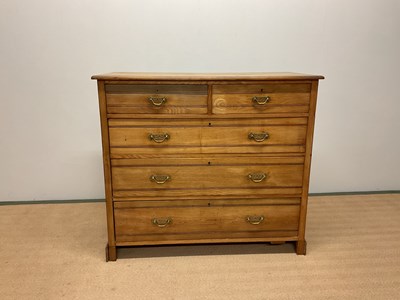 Lot 683 - An Edwardian ash chest of two short and three...