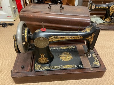 Lot 80 - Four vintage sewing machines and two vintage...