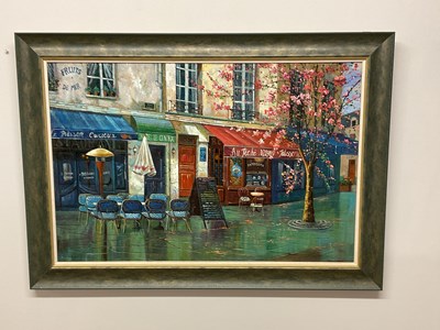 Lot 297 - UNATTRIBUTED; oil on canvas, Parisian street...