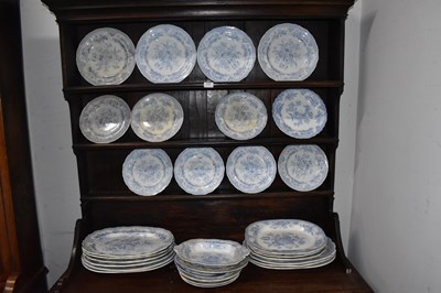 Lot 1350 - Thirty-one pieces of 19th century blue and...