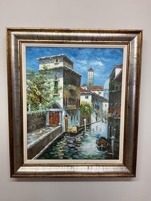 Lot 305 - UNATTRIBUTED; oil on canvas, Venetian scene...