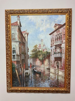 Lot 293 - UNATTRIBUTED; large oil on canvas, Venetian...