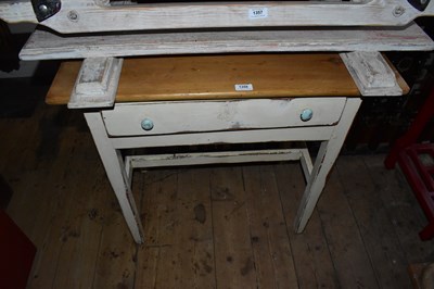 Lot 1358 - A painted pine side table with single drawer...