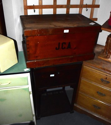 Lot 1384 - A vintage pine storage chest with initials JCA,...