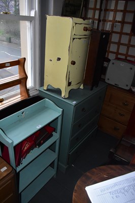 Lot 1387 - A green painted secretaire chest of four...