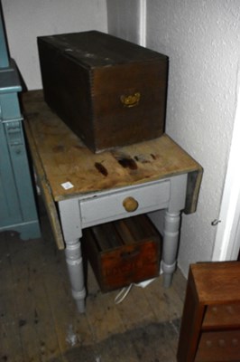 Lot 1410 - A 19th century pine drop-leaf kitchen table...