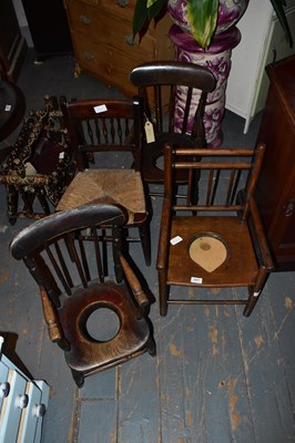 Lot 1417 - Three 19th century child's commode chairs and...