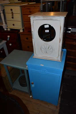 Lot 1441 - A blue painted kitchen cupboard, height 85cm,...