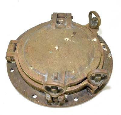 Lot 186 - A brass ship's porthole, overall diameter 37cm.