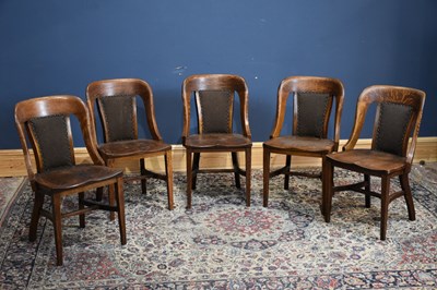 Lot 269 - GLOBE WERNICKE; five oak library chairs on...