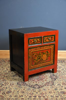 Lot 212 - A Chinese painted cabinet, with two drawers...