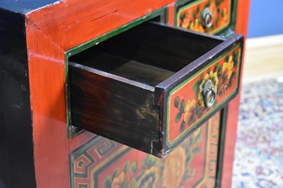 Lot 212 - A Chinese painted cabinet, with two drawers...