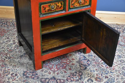 Lot 212 - A Chinese painted cabinet, with two drawers...