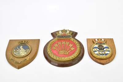 Lot 1082 - Three shield plaques, 'Loch Faba', 'Royal...