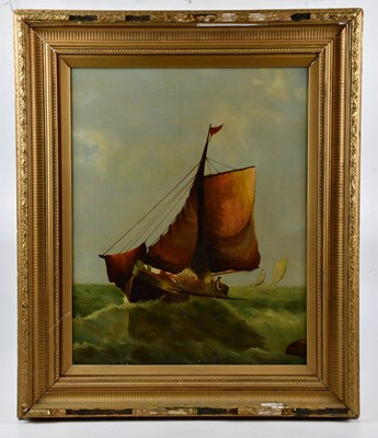 Lot 2578 - UNATTRIBUTED; oil on canvas, maritime scene,...