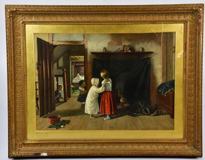 Lot 2415 - A pair of Victorian prints, children playing...