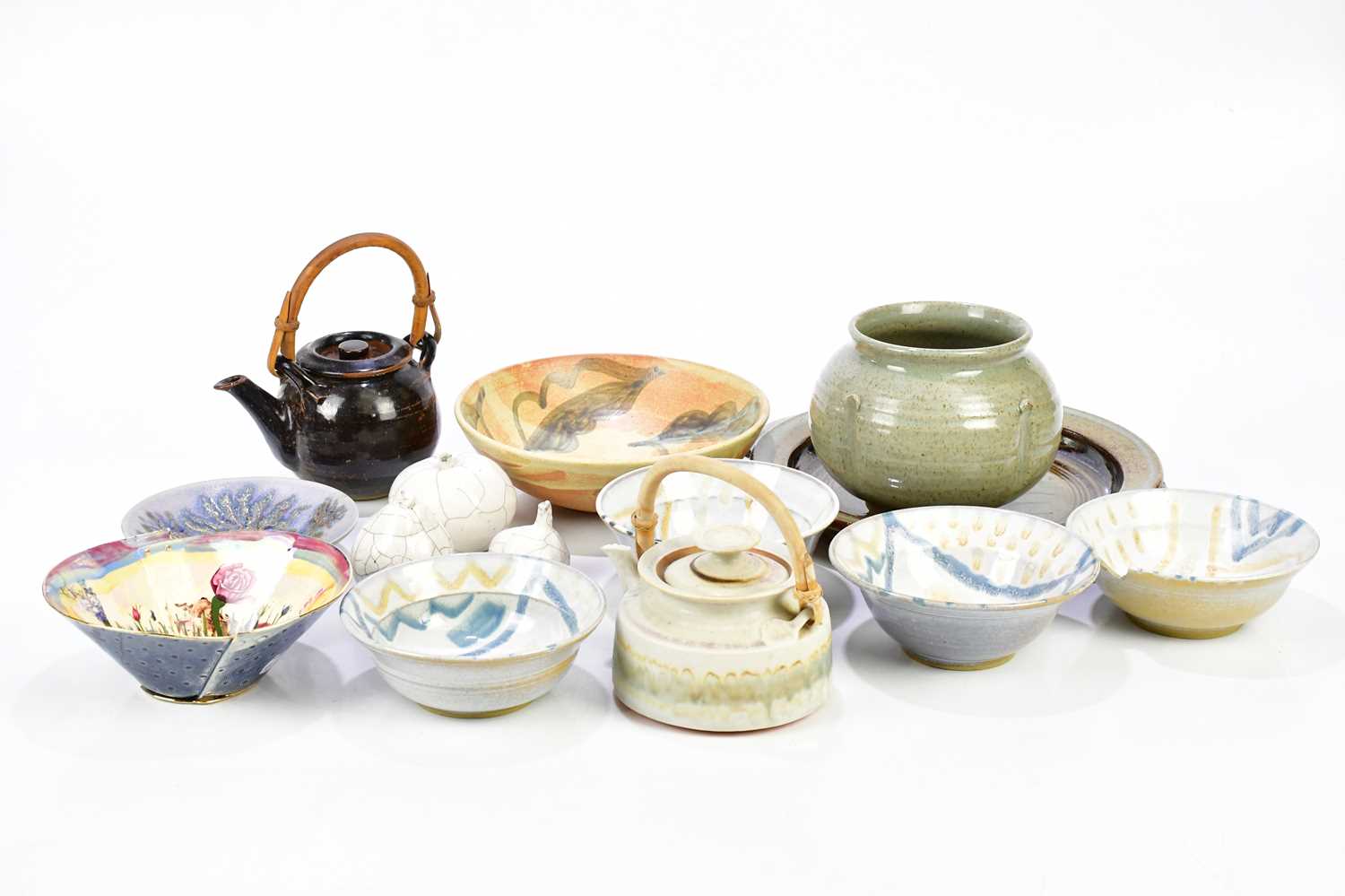 Lot 1416 - MARY RICH; a stoneware teapot, with dark