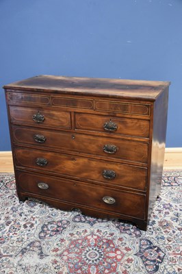 Lot 86 - A Victorian inlaid mahogany chest of drawers...