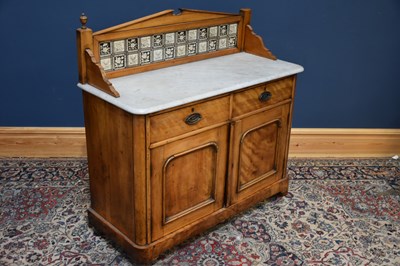 Lot 296 - A Victorian satin walnut marble topped...