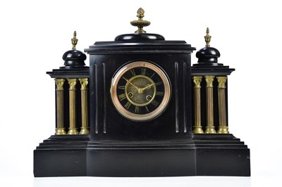 Lot 2120 - A Victorian slate mantel clock of...