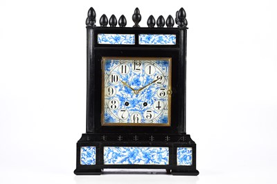 Lot 2107 - A Victorian ebonised mantel clock, with...