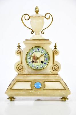 Lot 2101 - A French 19th century alabaster mantel clock...