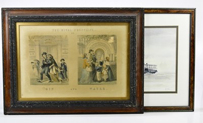 Lot 2636 - D WILSON; watercolour, 'Wallasey Mersey Ferry',...