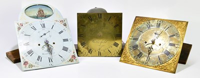 Lot 2013 - Three longcase clock faces/movements,...