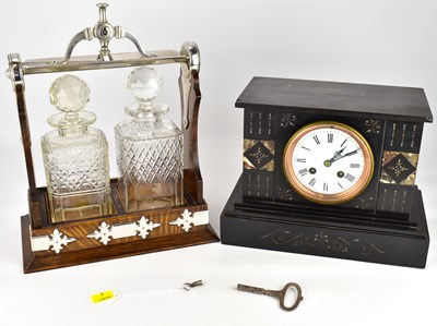 Lot 182 - A 19th century black slate mantel clock, the...