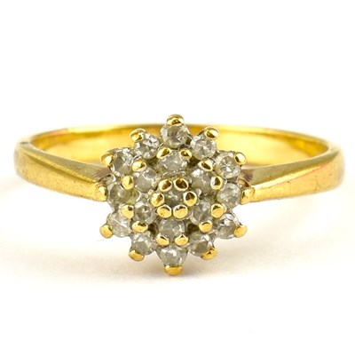 Lot 751 - A 9ct gold diamond floral cluster ring, stated...