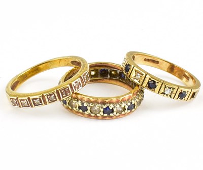 Lot 791 - Three 9ct gold rings comprising a full...