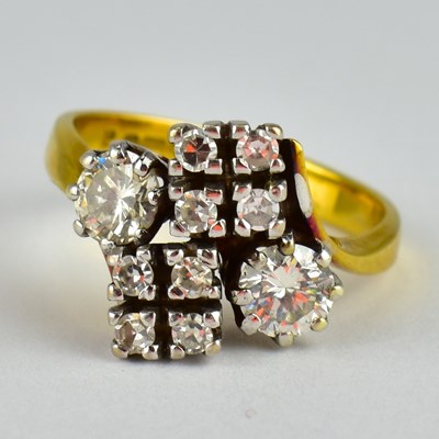 Lot 737 - An 18ct yellow gold bespoke ring, the top with...