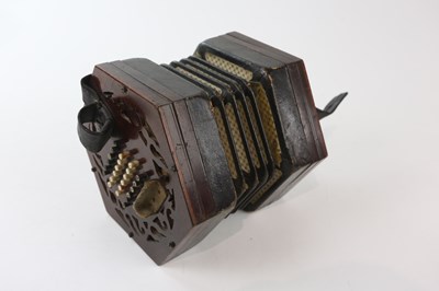 Lot 1109 - LACHENAL; a 48-key concertina with stained...