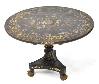 Lot 68 - A 19th century japanned circular top...
