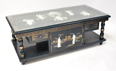 Lot 432 - A Chinese black lacquered inlaid side table...