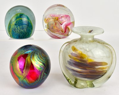 Lot 346 - Four Maltese and Mdina glass paperweights, one...